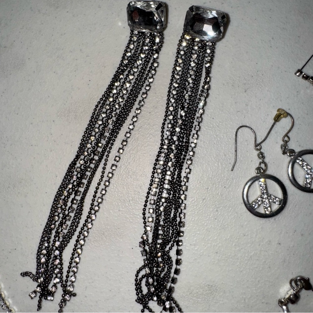 Statement & Rhinestone Jewelry Bundle Peace Signs… - image 6